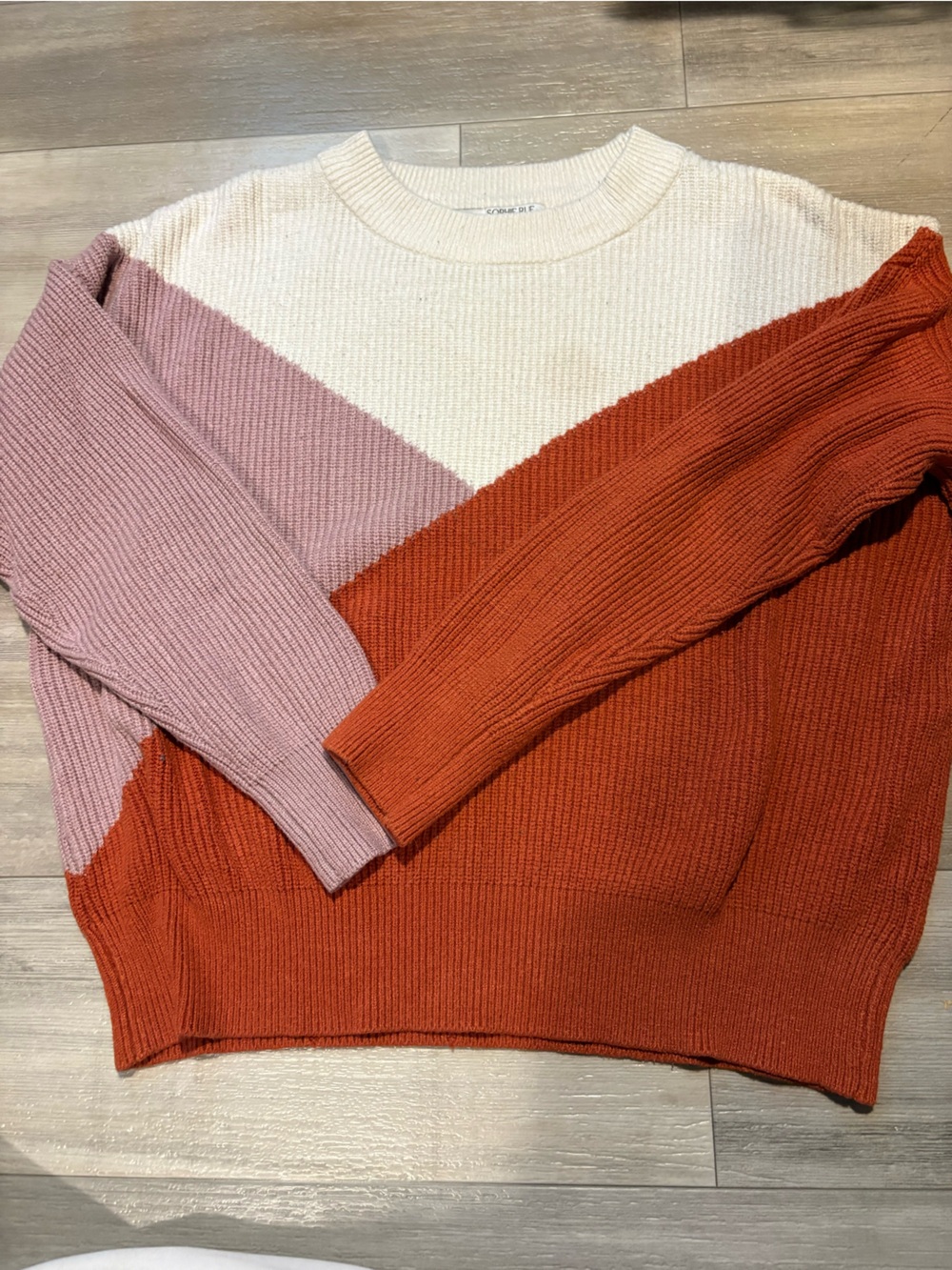 Sophie Rue Colorblock Rib-Knit Sweater in Rust, Mauve & Cream
